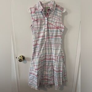 SKFK Skunkfunk Polo Shirt Midi Dress Sleeveless Plaid Bias Cut Eco-friendly 2